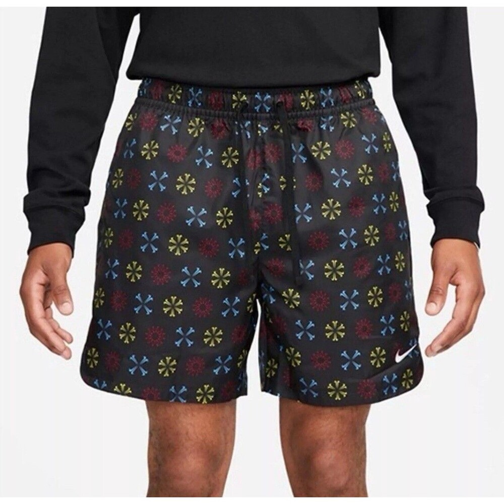 Nike Vintage Rare Sportswear Club Woven Track Shorts Nylon All Over Print Blk M